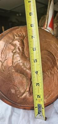 Copper Collection, Folk art Rooster pan/mold, Vintage Tea Pot, Two Handled Imperial Russian Vase