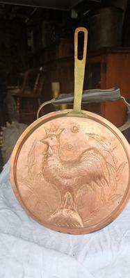 Copper Collection, Folk art Rooster pan/mold, Vintage Tea Pot, Two Handled Imperial Russian Vase