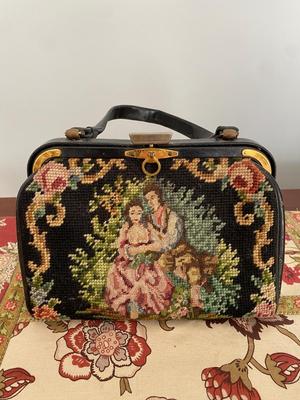 Vintage Jana CARPET BAG FLORAL ROMANCE TAPESTRY NEEDLEPOINT