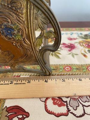 VINTAGE ART NOUVEAU LADY EXPANDING SLIDING RACK BRONZE GILT BOOKENDS