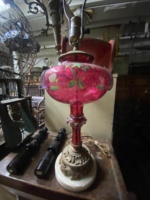 VIntage painted glass lamp