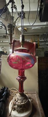 VIntage painted glass lamp