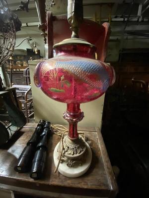 VIntage painted glass lamp