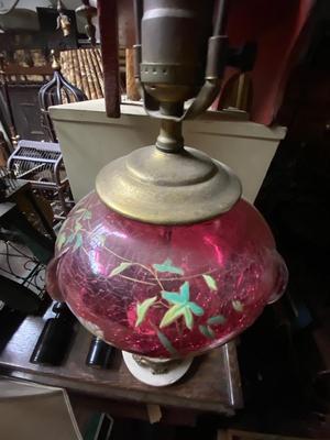 VIntage painted glass lamp