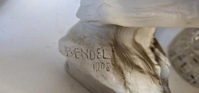 White Chicken Bendel 1908 signed porcelain Rooster