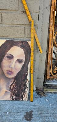 Portrait of Young Woman with Long Hair Painting