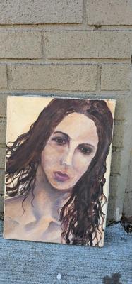 Portrait of Young Woman with Long Hair Painting