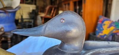 2 Vintage Decoys One Rubber and one plastic Ducks #5, one is marker Herters INC Waseca Minn