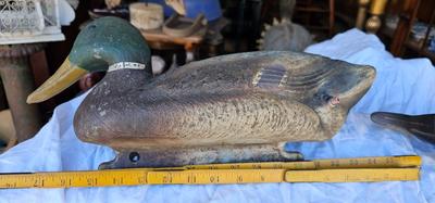2 Vintage Decoys One Rubber and one plastic Ducks #5, one is marker Herters INC Waseca Minn