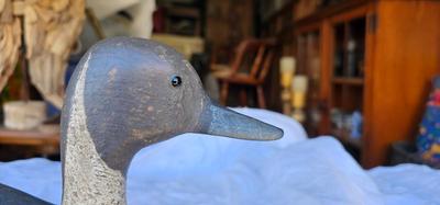 Hand Carved with Original Paint Wood Duck Decoy #4 Signed CWW