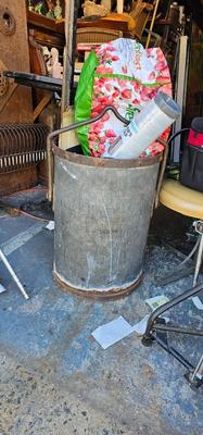 Large metal barrel bin Trash Can Very Heavy! Industrial