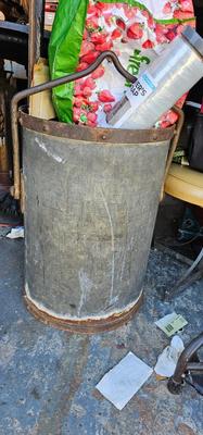 Large metal barrel bin Trash Can Very Heavy! Industrial