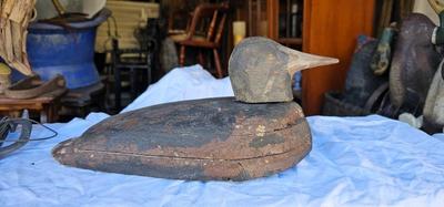 Antique Duck Decoy Carved Wood, Head Swivels Duck #2