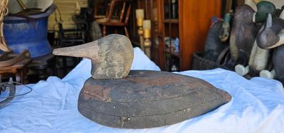 Antique Duck Decoy Carved Wood, Head Swivels Duck #2
