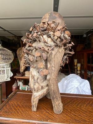Large African fetish monkey sculpture