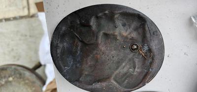 Pair of Antique bas relief plaques Dante and Beatrice, Raffaello copper