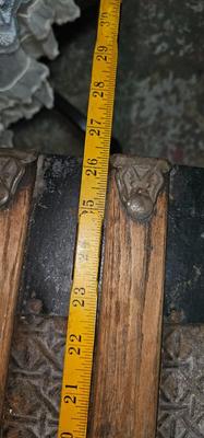 Antique Victorian Oak Banded Embossed Leather Dome Top Steamer Trunk trunk