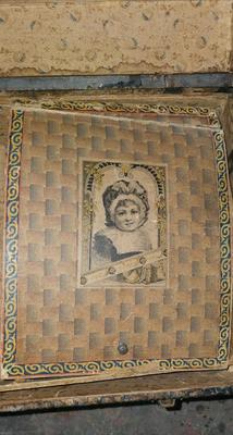 Antique Victorian Oak Banded Embossed Leather Dome Top Steamer Trunk trunk