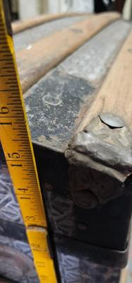 Antique Victorian Oak Banded Embossed Leather Dome Top Steamer Trunk trunk