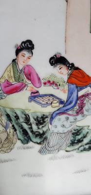 4 Chinese Hand painted Porcelain tile Panels FAMILLE ROSE