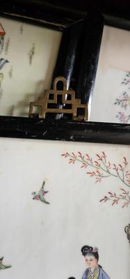 4 Chinese Hand painted Porcelain tile Panels FAMILLE ROSE