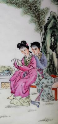 4 Chinese Hand painted Porcelain tile Panels FAMILLE ROSE