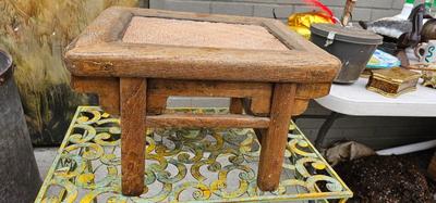 Small Antique Provincial Wood Rattan Tea Table Qing Dynasty