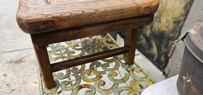 Small Antique Provincial Wood Rattan Tea Table Qing Dynasty