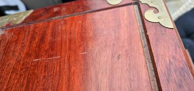 Asian Jewelry Box Lined in Bright Turquoise Silk 1970s Chinoiserie Hollywood Regency