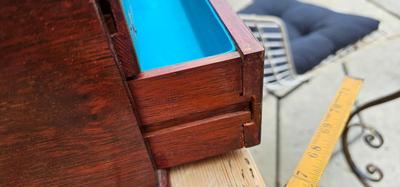 Asian Jewelry Box Lined in Bright Turquoise Silk 1970s Chinoiserie Hollywood Regency