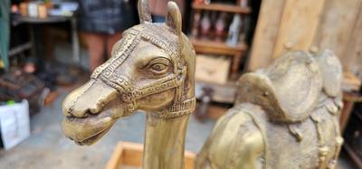 Large Vintage Brass Camel, Office Decor