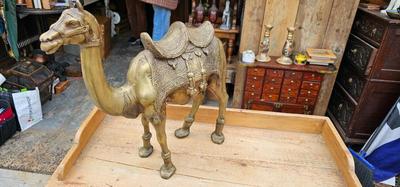 Large Vintage Brass Camel, Office Decor