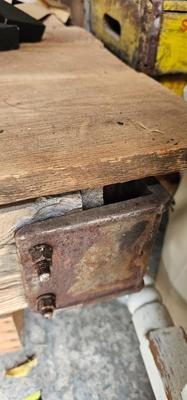 Industrial Rolling Cart, Antique Lineberry Wood and Cast Iron