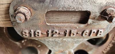 Industrial Rolling Cart, Antique Lineberry Wood and Cast Iron