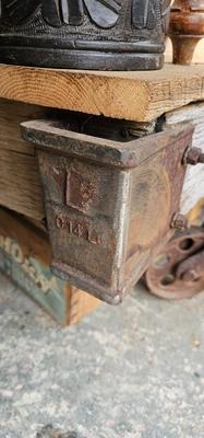 Industrial Rolling Cart, Antique Lineberry Wood and Cast Iron