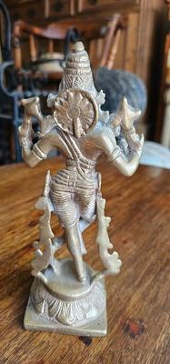 Vintage Heavy Brass Krishna playing Flute Figure. Office Decor!