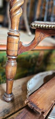 Antique French Side Table with Barley Twist Legs c1900