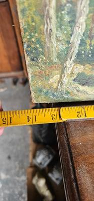 Vintage Painting Castle, man in boat, signed Krikor