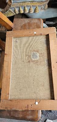 Vintage Painting Castle, man in boat, signed Krikor