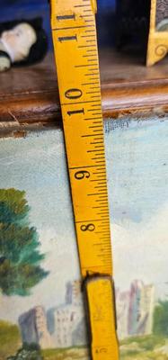 Vintage Painting Castle, man in boat, signed Krikor