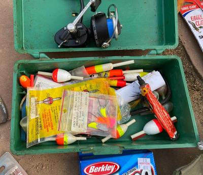 MITCHELL FISHING LURE, ROMAR NET, LOADED TACKLE BOX, HATCHET AND MORE!