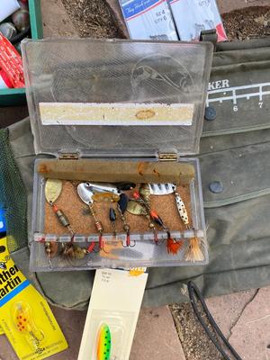 MITCHELL FISHING LURE, ROMAR NET, LOADED TACKLE BOX, HATCHET AND MORE!
