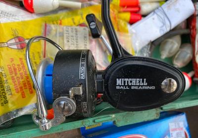 MITCHELL FISHING LURE, ROMAR NET, LOADED TACKLE BOX, HATCHET AND MORE!