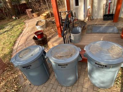 3-44 GALLON BRUTE RUBBERMAID TRASH CANS