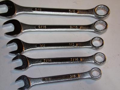 Wrenches, U.S. 3/8, 7/16,1/2, 9/16, 5/8" like new
