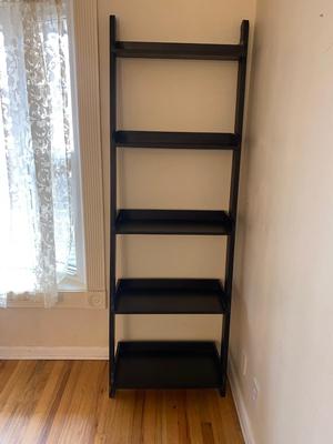 5 TIER LEANING LADDER SHELF WITH MOSTLY COOK BOOKS