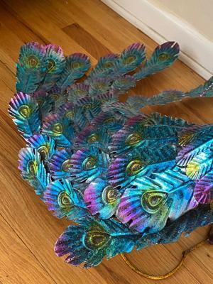 BEAUTIFUL METAL PEACOCK STATUE