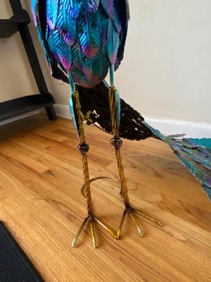 BEAUTIFUL METAL PEACOCK STATUE