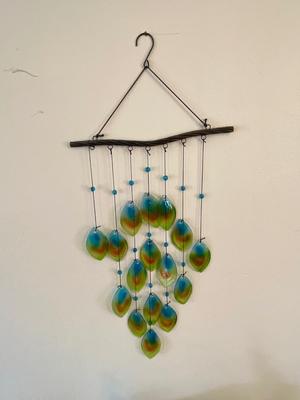 CERAMIC PEACOCK, GLASS PEACOCK FEATHER CHIME, & PEACOCK NIGHT LIGHT