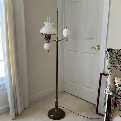 UBL1256 Vintage Brass Student Milk Glass Floor Lamp